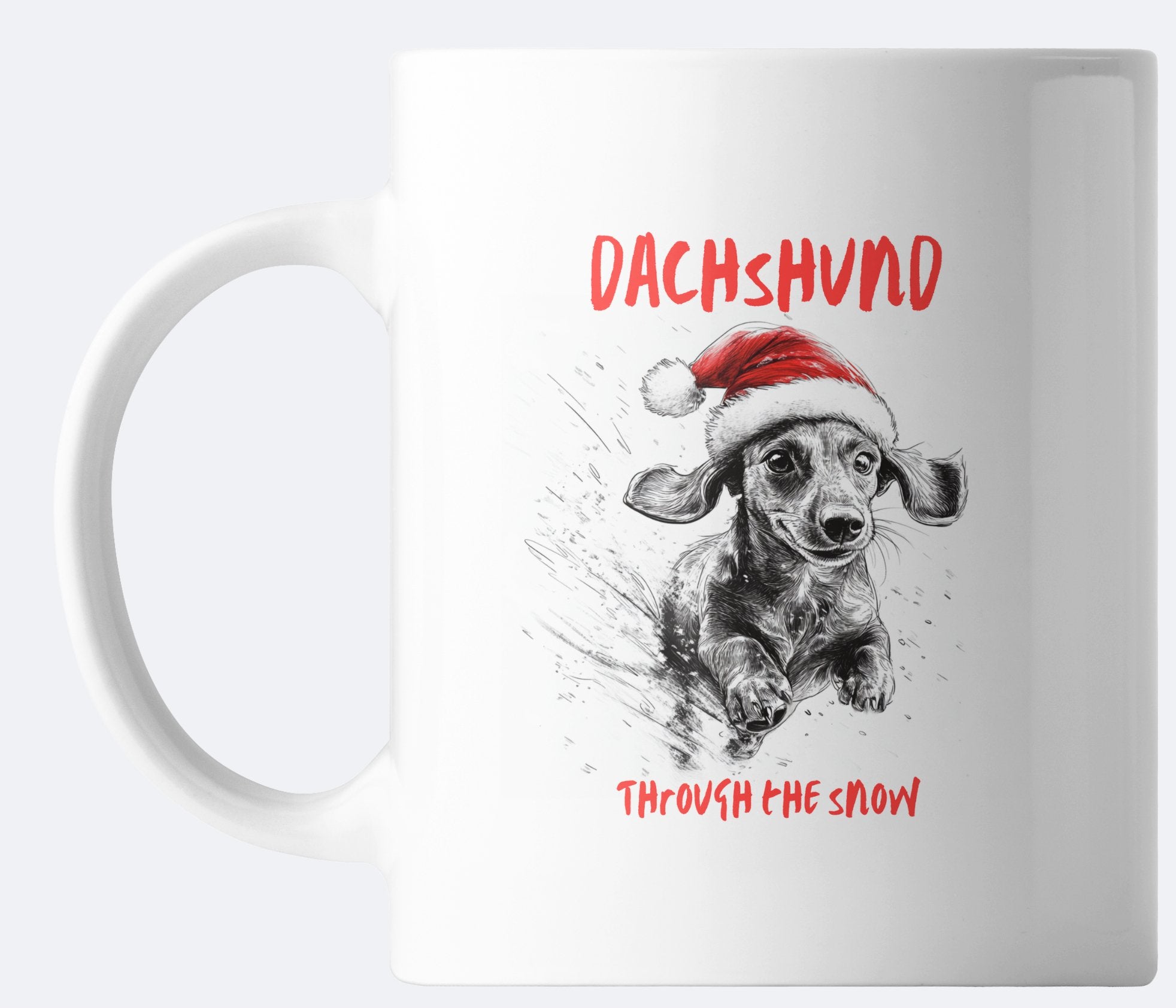 Smooth - Coated Dachshund through the Snow coffee mug - Bard and Bloom