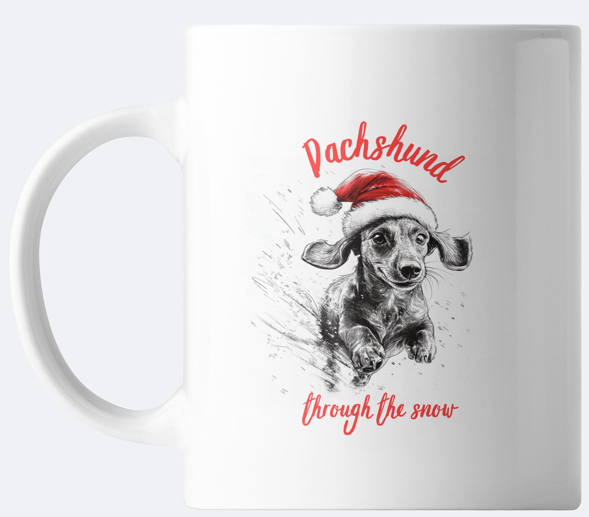 Smooth - Coated Dachshund through the Snow coffee mug - Bard and Bloom